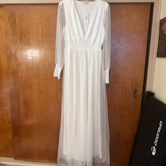 Layla Tulle Maxi Dress-White - Picture 5 of 7